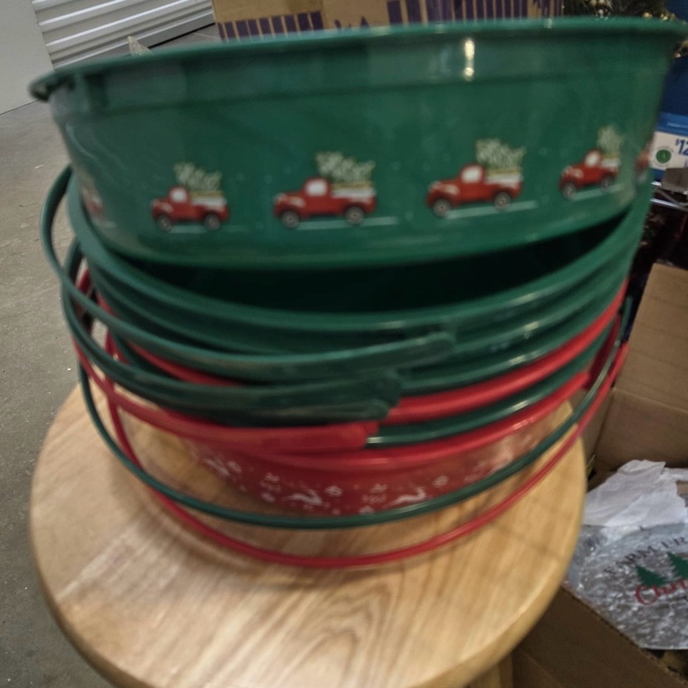 Festive Green and Red Party Buckets
